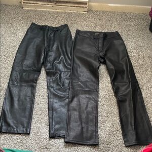 Black Leather Ankle Pants